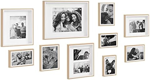Кејт и Лорел Гибсон модерен сет на рамки, сет од 10, бела и сива, декоративна фото галерија wallидна рамка поставена со повеќе големини