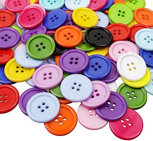 Копчиња за смола од 1 инчи за шиење копчиња со мешана боја од 25 мм 4 дупки од 100 пакети од 100
