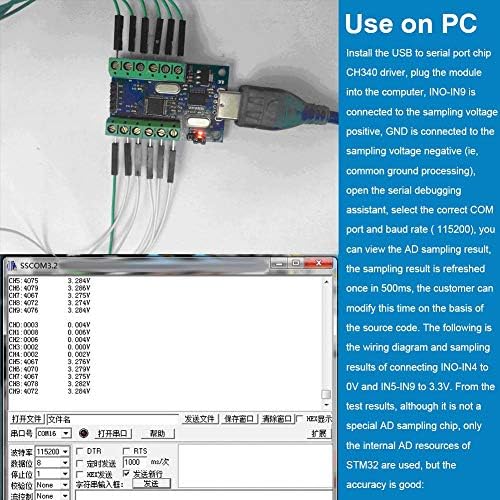 Lazmin Mini USB Data Actibition ADC Module, USB интерфејс 10 канали 12bit STM32 Комуникација ADC модул