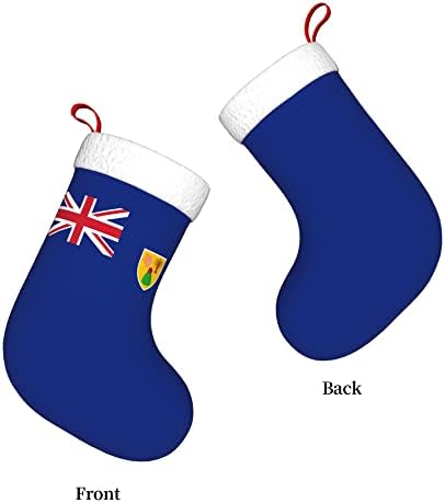 QG ZZX Божиќни чорапи со бело супер меко каден манжетно знаме на Турците и Каикос Острови Божиќни чорапи Божиќни украси порибување