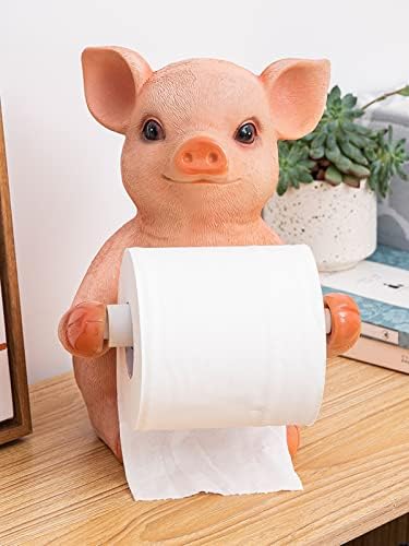 Држач за 3D свињи за пешкири кујнски хартија решетка за бања за бања за пешкир за пешкир, едноставно стоејќи држач за ролна