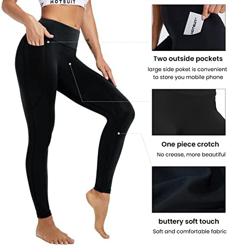 Hotенски хеланки за жешки за јога хеланки панталони со џебови контрола на стомакот и кревање на задник со високи хеланки за жени за жени
