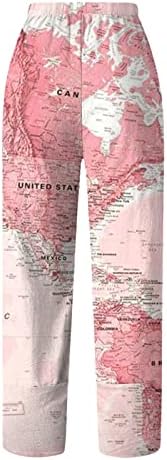 Pantsенски панталони за плажа во Гуфесф 2023 година, женски летни исечени памучни постелнини Каприс панталони панталони со глуждови со џебови