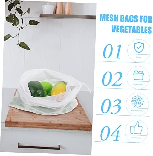 Doitool 5 парчиња влечење овошна мрежа торба торба за мрежи Организатор торби овошје зеленчук торбички оматом органски памучни производи за