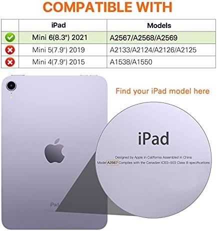 Моко Случај Одговара На Новиот iPad Mini 6 2021, Мек Tpu Проѕирен Матиран Заден Капак Тенок Паметен Штанд За Школка Фолио Случај за