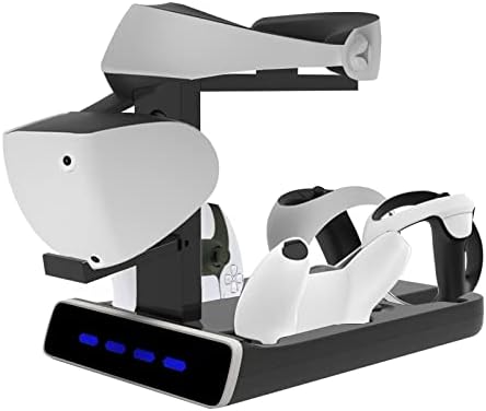 ЗА Ps VR2 Станица За Полнење СО LED Светло, Мултифункционален Приклучок За Полнење ЗА PS5 Контролер За Приклучок ЗА Полнење PSVR2 Држач За Дисплеј ЗА Полнење со VR Дисплеј за