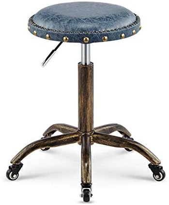 Килими столче за столче со тркала ， индустриска столица со сина пун-синтетичка кожа седиште ， прилагодлива висина 48-58 см ， Поддржана