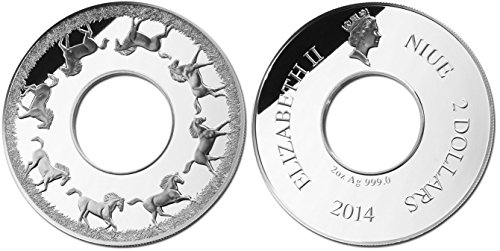 2014 Ниуе-Година На Коњ Ротирачки Монета-2оз-Сребрена Монета - Unc 2 Нециркулирани