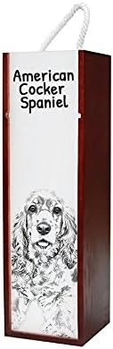 Американски Кокер Спаниел, Дрвена Кутија За Вино со Слика На Куче
