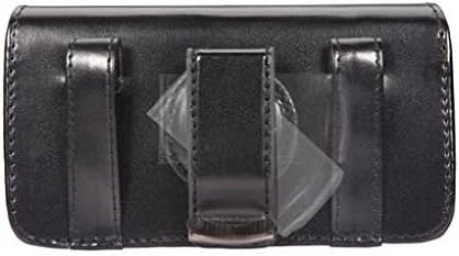Црн Кожен Телефон Случај Страничен Капак Торбичка Футрола Вртлив Појас клип w Петелки За Веризон LG G5-Веризон LG G6-Веризон LG K20 V - VERIZON