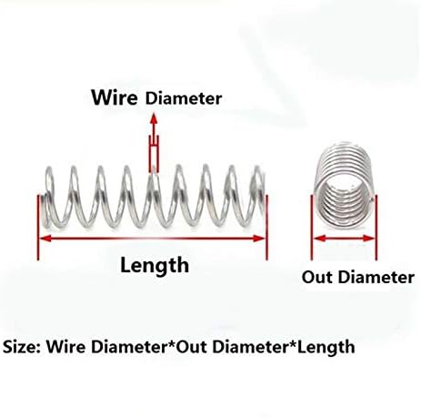 Хардвер пролетен притисок пролетен пролетен челичен компресија Притисок на пролетна жица Дијаметар на жица 2,2 мм должина: 300мм