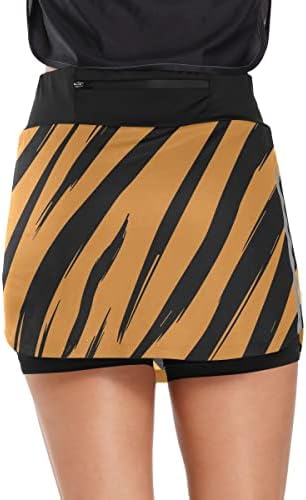 Женски тениски здолништа атлетски голф за жени тигар кожи текстура црно кафеава здолниште со висока половината