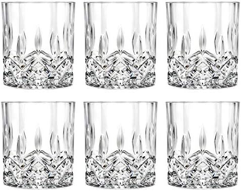 Стакло За тамблер-Двојно Старомодно-Комплет од 6 Чаши-Дизајнирани доф тамблери - За Виски - Бурбон - Вода - Пијалок - Чаши за Пиење-12 мл.