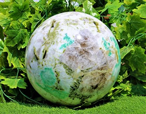 Врв многу огромна природна полирана бела зелена гарниеритна месечина Кристал камен сфера Чакрас заздравување на големи декоративни минерали