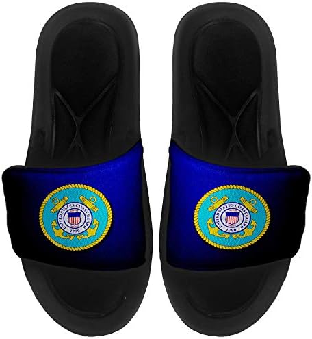 ExpressItbest Pushioned Slide -On сандали/слајдови за мажи, жени и млади - американска крајбрежна стража, печат