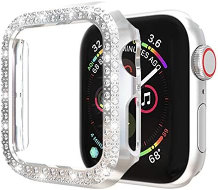 Ayigo компатибилен со Case Apple Watch Case 38mm 42mm, двоен ред дијамант компјутер со позлата на браник кристал дијаманти сјајна