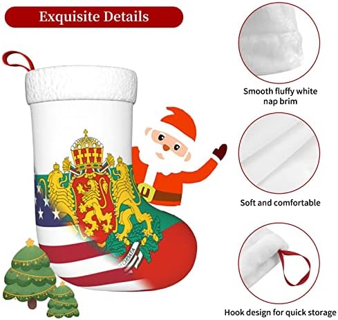 TZT Американско знаме и бугарско знаме знаме Божиќни чорапи, подароци за одмор на Божиќни празници за украси за семејни празници 18-инчни