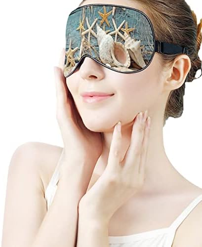 Fishвездена печатена маска за очи за спиење мек капаче за очи со прилагодлива лента за ноќни очила за очила за мажи за мажи жени