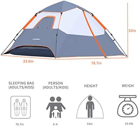 Инстант шатор за кампување „Ехосмил“, 2/4/6/10 Лице се појави шатор, шатор за купола отпорна на вода, лесно поставување за пешачење