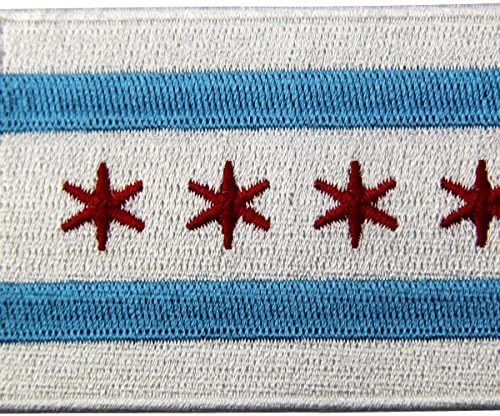 Знаме На Градот Чикаго Извезено Железо На Шиење На Лепенка Од Илиноис