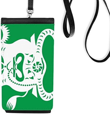 Година на oxивотно животно Кина Зодијак шема Телефонски паричник чанта што виси мобилна торбичка црн џеб