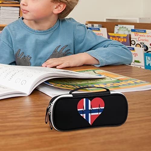 Loveубов Норвешка срцево чукање на срцето ПУ кожени пенкало за молив Организатор Преносна шминка за носење чанти за складирање на куќишта