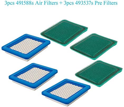 Hoodell 3 Pack 491588S филтер за воздух со пред -филтер компатибилен со Бригс и Страттон 491588 493537 493537S, Торо 20332, занаетчија