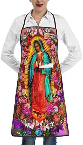 Богородица Од Гвадалупе Дева Марија Престилки За Жени Мажи Два Џеб Готвач Погоден За Кујна Креативно Готвење Печење Партија