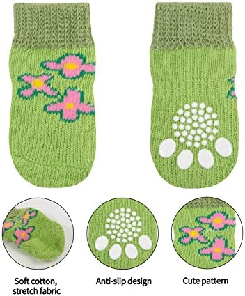 Симпатични зелени цвеќиња чорапи за кучиња за да се спречи лижење за мали/средни/големи кучиња 4GWZ04S