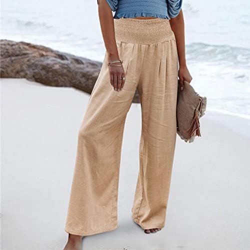 Niantie постелни панталони за жени палацо плус панталони плус големина исечено лето плус големина обични панталони плажа