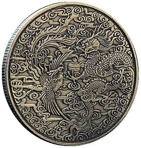 Кинески традиционален змеј Феникс монета, комеморативна монета за колекција на значки за среќа