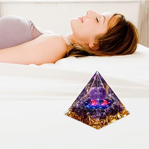 MXIIXM Оргон Пирамида за позитивна енергија, рачно изработена пирамида аметист и опсидијан заздравување кристал пирамиди за