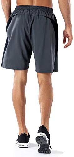 Атлетски шорцеви за мажи Hmiya 7 “Брзо суво тренингот или теретана за теретани кратки со џебови за патенти