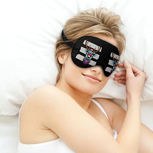 Шарена геометриска ирваси глава Смешна спиење маска за очи меко заслепено око со прилагодлива лента ноќна очила за мажи за мажи жени
