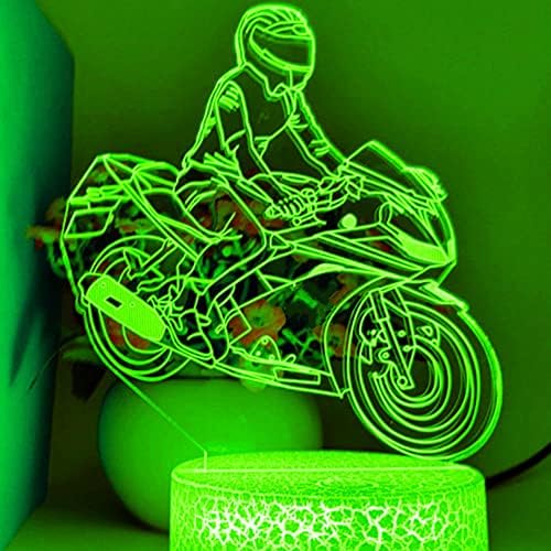 Jinnwell 3D моторцикл автомобил Ноќна светлина илузија на светло и илузија за менување на допир, за промена