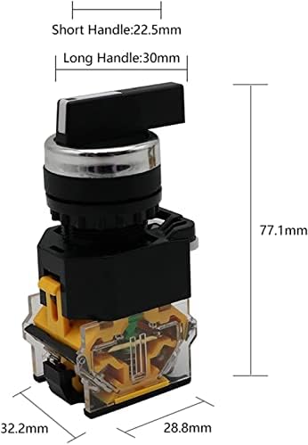 Makee 22mm селектор на копчето за ротирачки прекинувач за заклучување на моментот 2NO 1NO1NC 2 3 Позиција DPST 10A 400V прекинувач