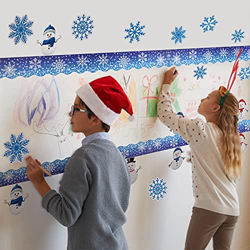 Граници на билтени од 71 парчиња се вратија на училишна декорација, вклучително и лушпа од снегулки, граничи со шарени снегулки снежници,