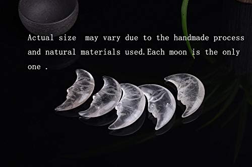 Jic Gem Moon Crystal Natural Clear Quartz Hand Made полумесечина во форма на Месечината Форма Гемстон за медитација колекција накит