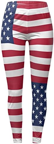 4 -ти јули хеланки за жени патриотско американско знаме за истегнување меки панталони за водење на нозе за вежбање со јога