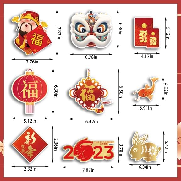 12 компјутери кинески новогодишни украси што висат вртења пролетни фестивали тавани виси банер гарланд црвена ориентална кинеска