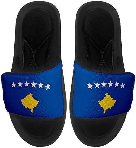 ExpressitBest Pushioned Slide -On Sandals/Slides за мажи, жени и млади - Знаме на Koxovo - Koxovo Flag