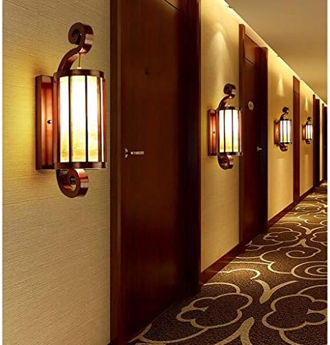 Wallидна ламба wszjj - кинески стил цврсто дрвена wallидна ламба дневна соба спална соба кревети за лесна светлина Студија за светлосни патеки