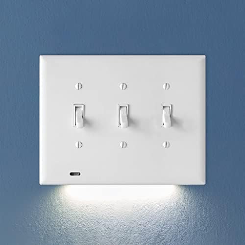 SwitchLight Snappower SwitchLight [за прекинувачи за светло на тројно -банда] - wallидна плоча на светло прекинувач со вградени LED ноќни светла