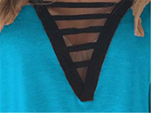 Andongnywell v-v-врат со кратки ракави со кратки ракави летни повеќебојни преголеми врвни летни маици блузи