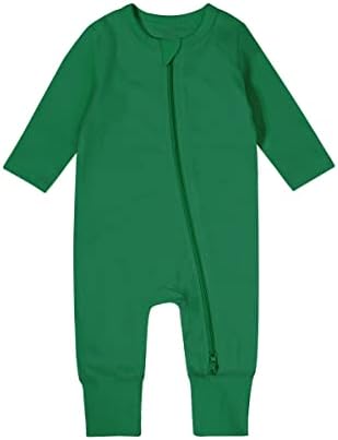 Научете ја Leanbh бебе момчиња девојчиња без нозе пижами 2 пат патент со долг ракав ромпер со вискоза направена од бамбус влакна