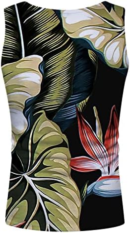 Ubst Mens Хавајски резервоар врвови графички тропски печати маички без ракави, атлетски опуштено-фит-катран резервоар за плажа, врвови