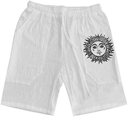 Венкомг1 шорцеви за постелнина за машки, лесни шорцеви на плажа летни печатени пижами шорцеви обични PJ стебла