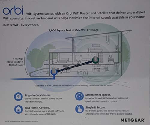 Netgear Orbi WiFi систем WiFi со целосна домашна мрежа со три-опсег-прекинат од производителот