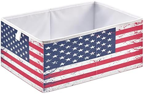 Американско знаме Денот на независноста за складирање на коцки за складирање на канти за складирање водоотпорна корпа за играчки