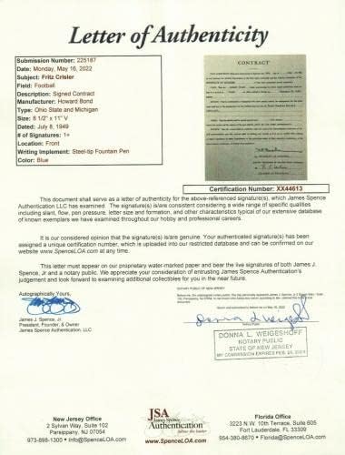 Фриц Крислер Потпиша Договор Колеџ Фудбал Хоф Мичиген Легенда в / ЈСА Писмо-Колеџ Намалување На Потписи